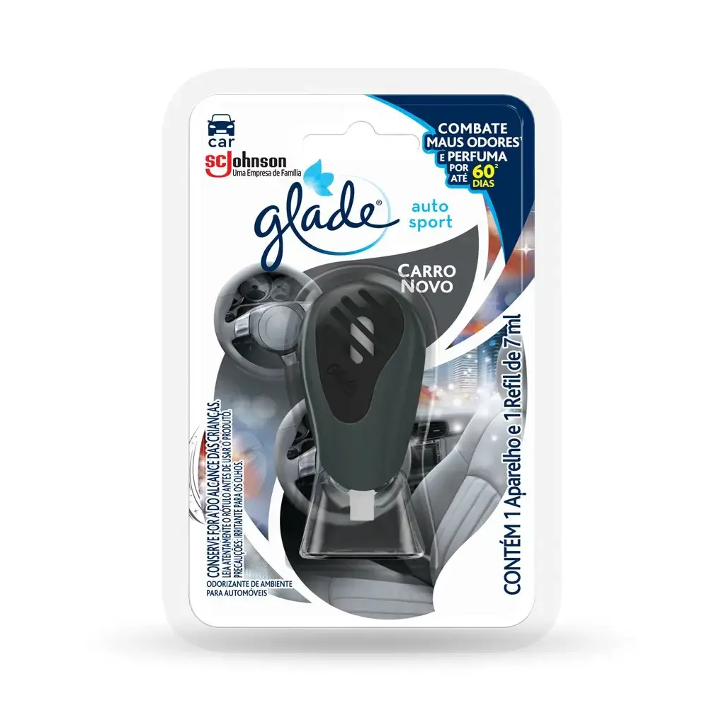 Imagem destaque de ODORIZANTE AUTO SPORT GLADE CARRO NOVO – C/ APARELHO 7ML